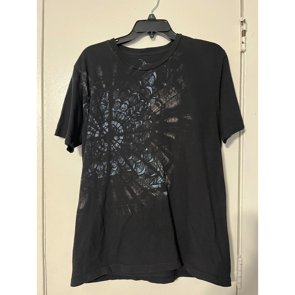 Marc Anthony Mens Black Stained Glass Rose Window Graphic T-Shirt Size Large L